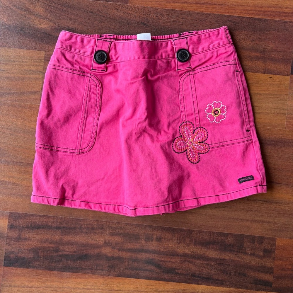 EverGirl‎ Kids Hot Pink Floral Embroidered Skort Size Large YK0095 Cotton Blend